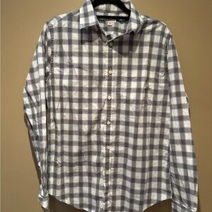 Merona Gray and White Casual Button Down Shirt with Gingham Pattern